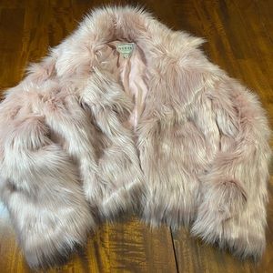 “Guess” faux fur women’s blush pink coat